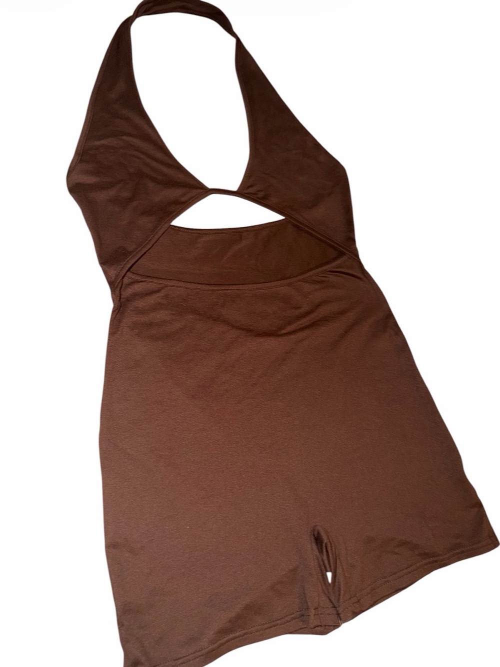 Brown Halter Cutout Romper Jumpsuit - Chocolate Brown